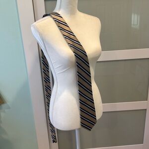 Nautica silk tie brown beige navy stripes diagonal